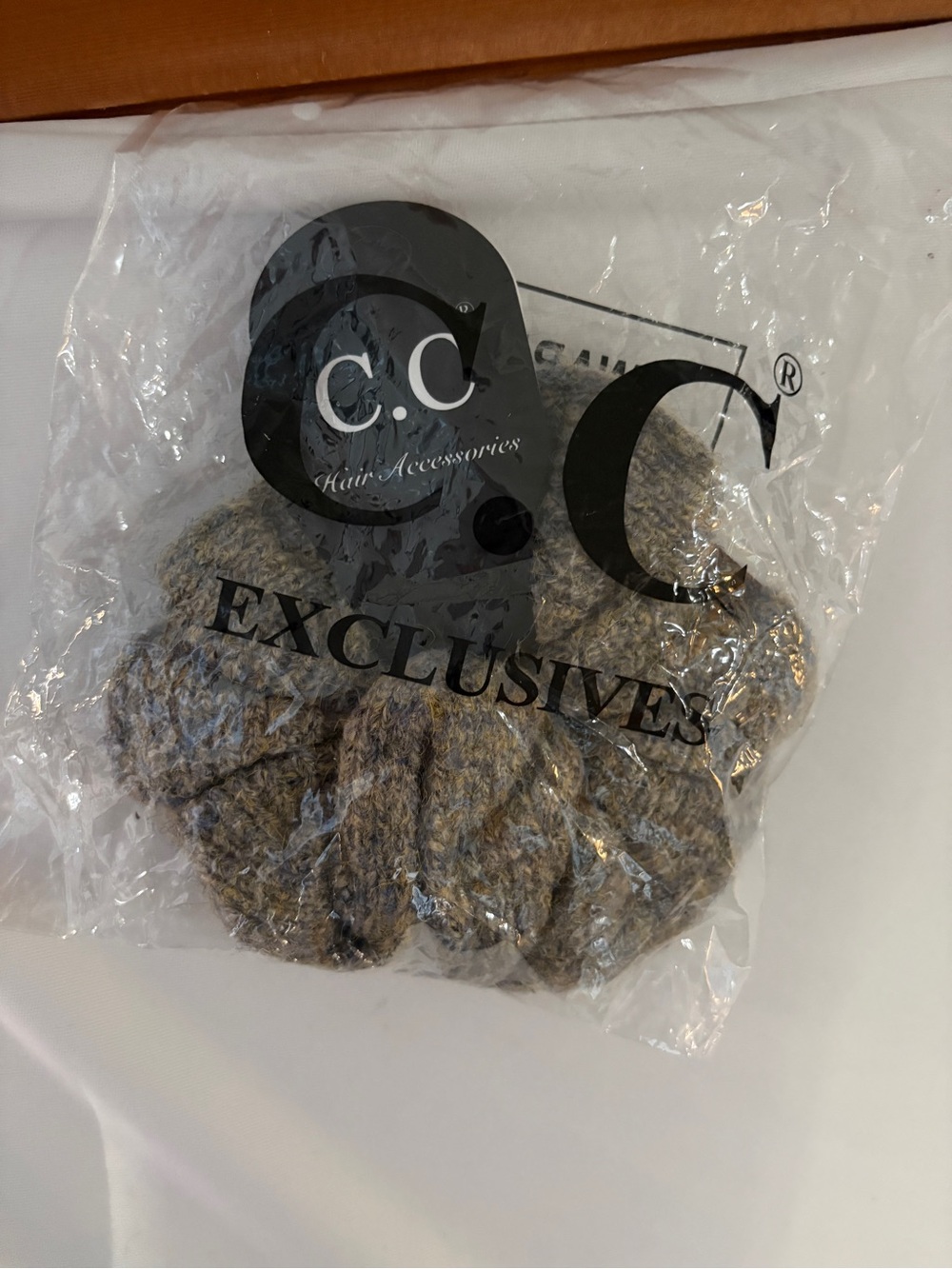 C.C Knit Scrunchie in Taupe Brown - Women Hair Styling
